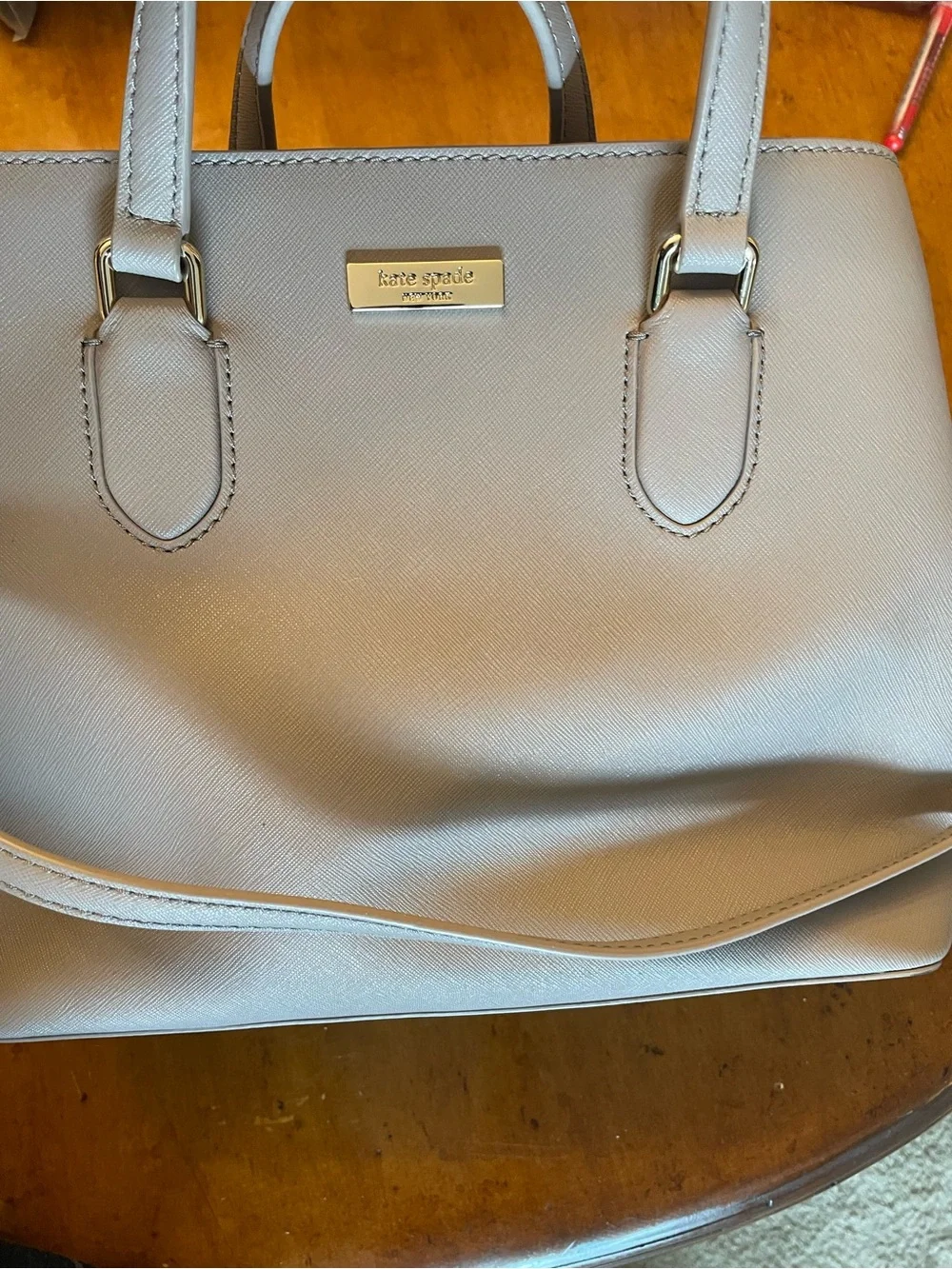 kate spade pebble leather satchel in taupe gray